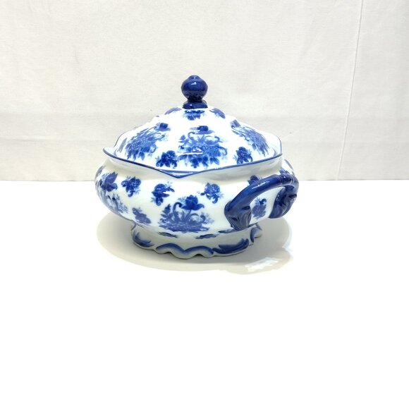 Cracker Barrel Porcelain Soup Tureen w/ Lid Blue & White Floral Retired 1990 VTG - Picture 3 of 8
